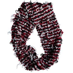 Red White & Black Fringe Loop Scarf